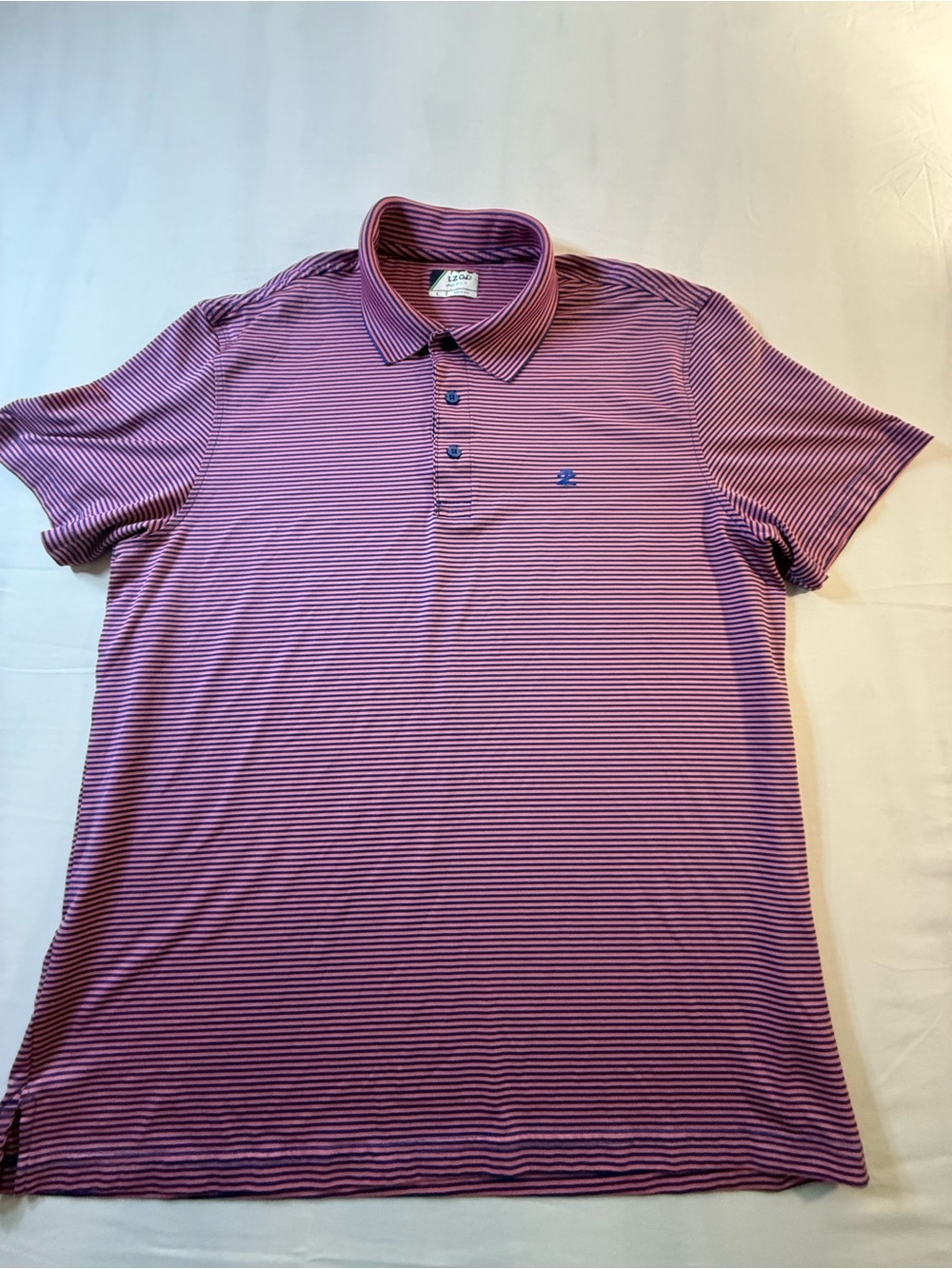 Izod Men's Pink/Blue Striped Performance Polo